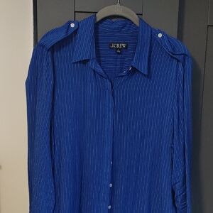 J. Crew Women's Cobalt Blue Pinstripe Shirt